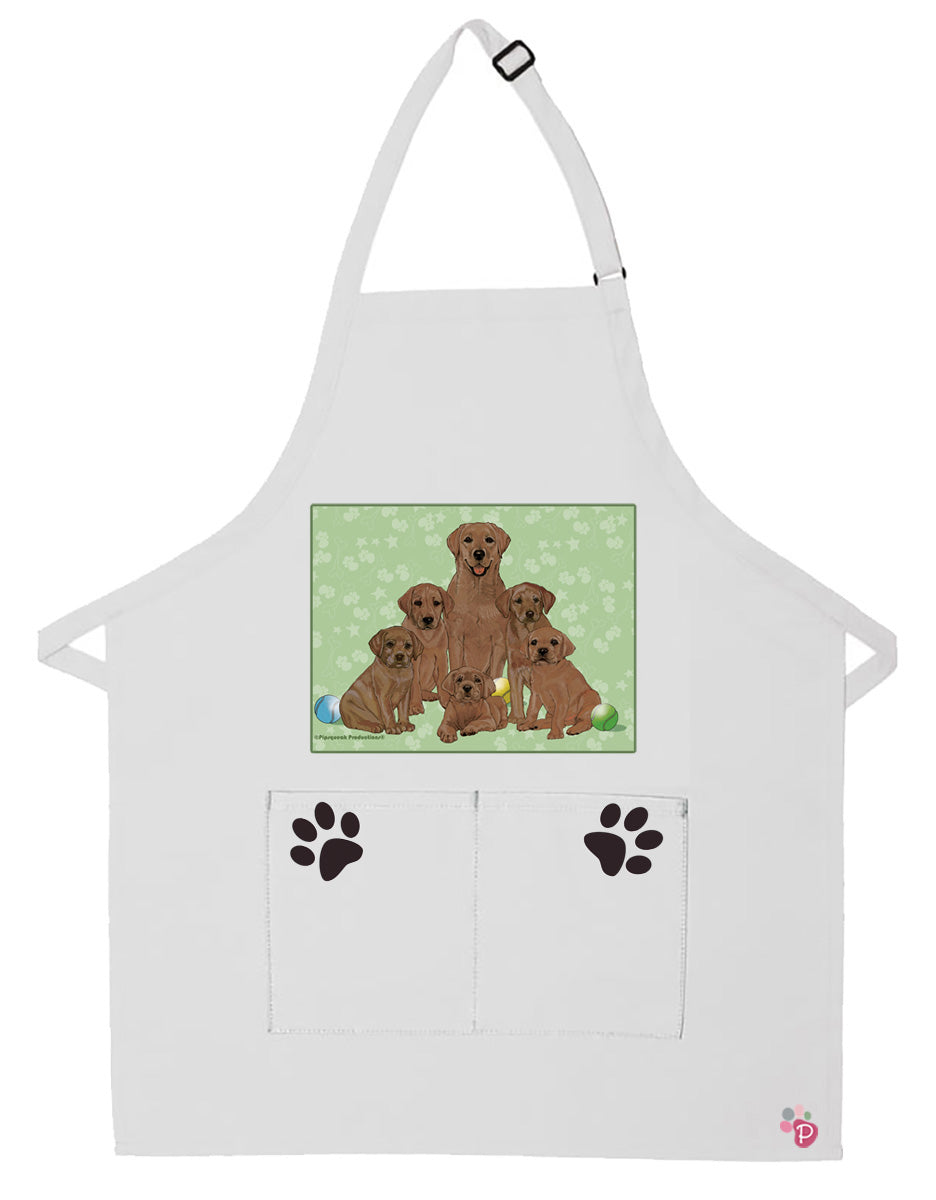 Labrador Retriever Chocolate Lab Dog Apron Two Pocket Bib Apron with Adj Neck - Pipsqueakproductions