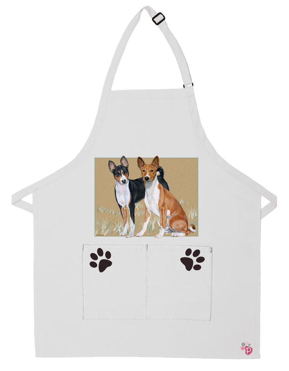 Basenji Apron Two Pocket Bib Apron with Adj Neck - Pipsqueakproductions