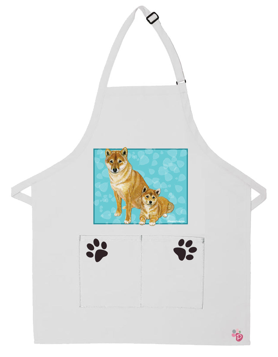 Shiba-Inu Dog Apron Two Pocket Bib Apron with Adj Neck - Pipsqueakproductions