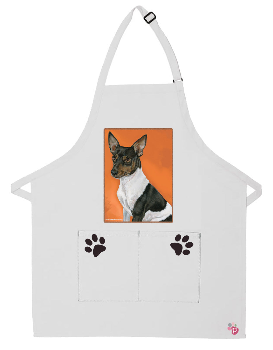 Rat Terrier Dog Apron Two Pocket Bib Apron with Adj Neck - Pipsqueakproductions