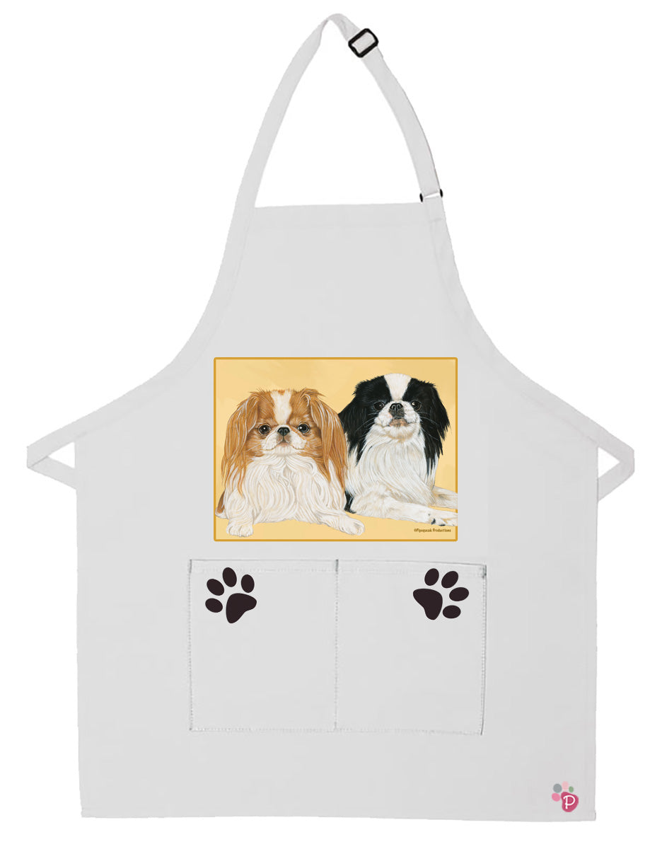 Japanese Chin Dog Apron Two Pocket Bib Apron with Adj Neck - Pipsqueakproductions