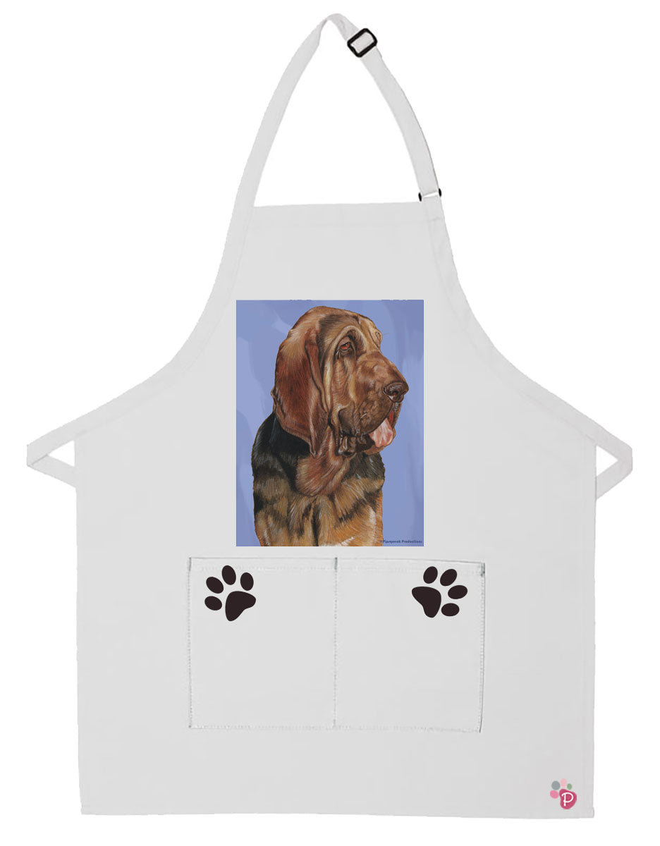 Bloodhound Dog Apron Two Pocket Bib Apron with Adj Neck - Pipsqueakproductions