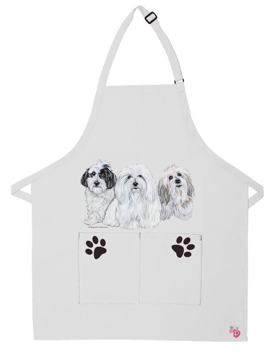 Coton de Tulear Dog Apron Two Pocket Bib Apron with Adj Neck - Pipsqueakproductions