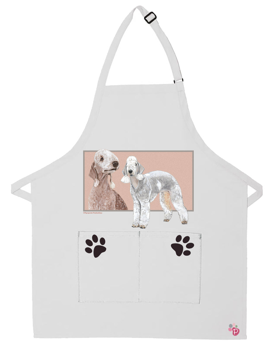 Bedlington Terrier Dog Apron Two Pocket Bib Apron with Adj Neck - Pipsqueakproductions