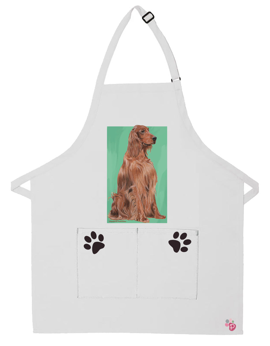 Irish Setter Dog Apron Two Pocket Bib Apron with Adj Neck - Pipsqueakproductions