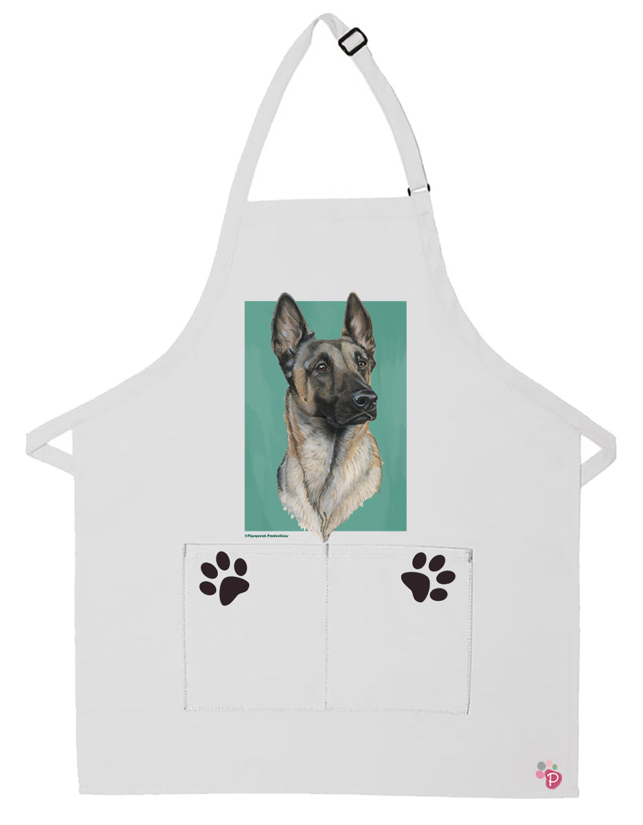 Belgian Malinois Dog Apron Two Pocket Bib Apron with Adj Neck - Pipsqueakproductions