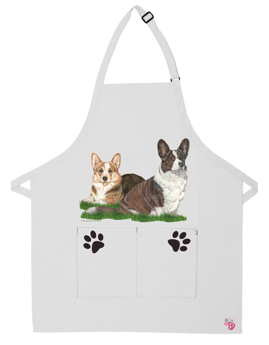 Corgi Welsh Cardigan Dog Apron Two Pocket Bib Apron with Adj Neck - Pipsqueakproductions