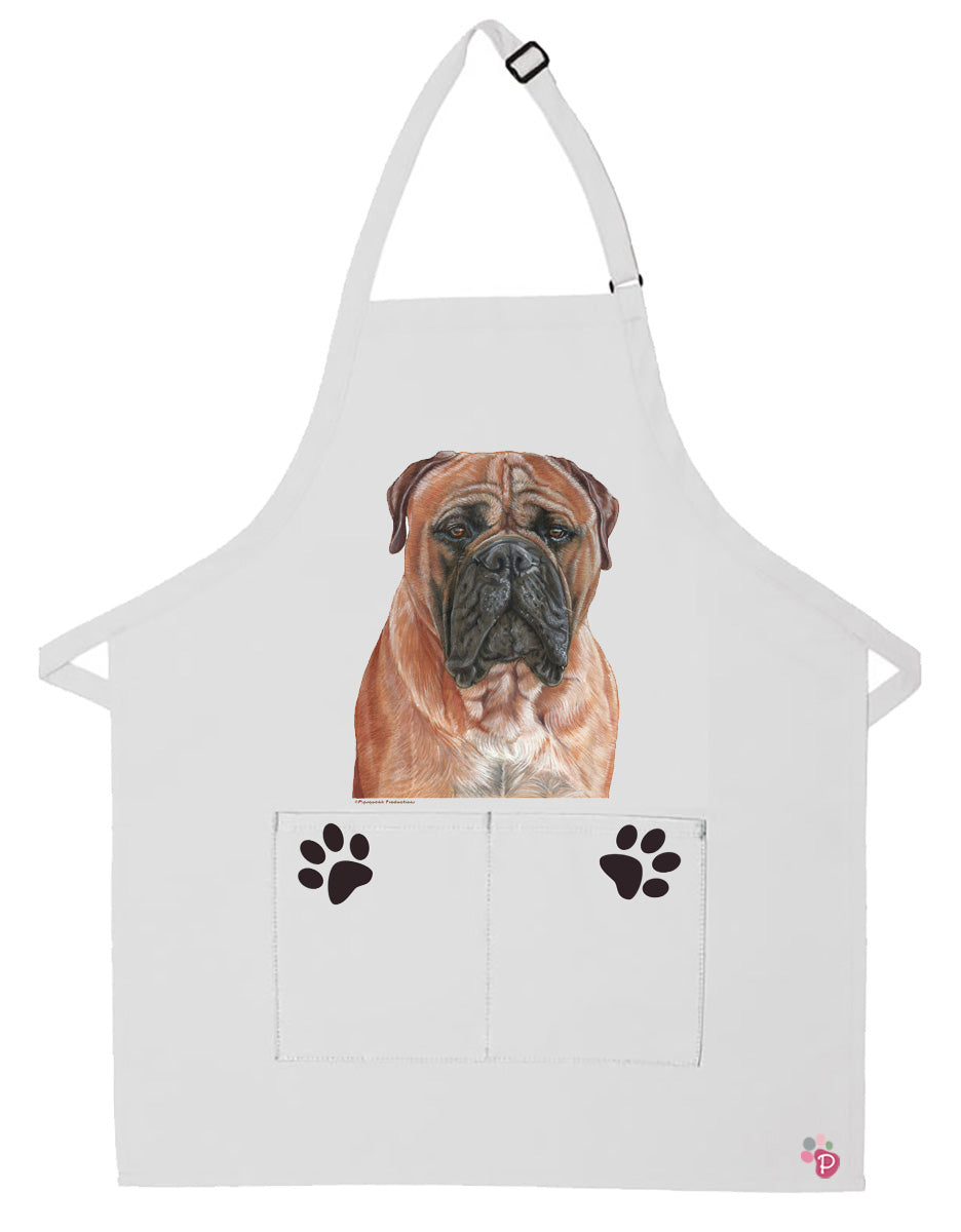 Bullmastiff Dog Apron Two Pocket Bib Apron with Adj Neck - Pipsqueakproductions