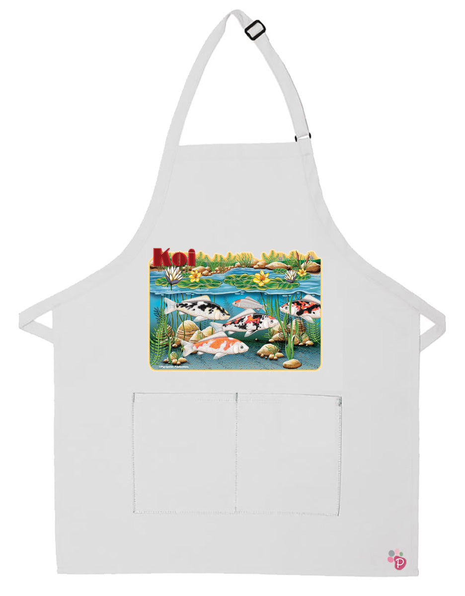 Koi Fish Apron Two Pocket Bib Apron with Adj Neck - Pipsqueakproductions