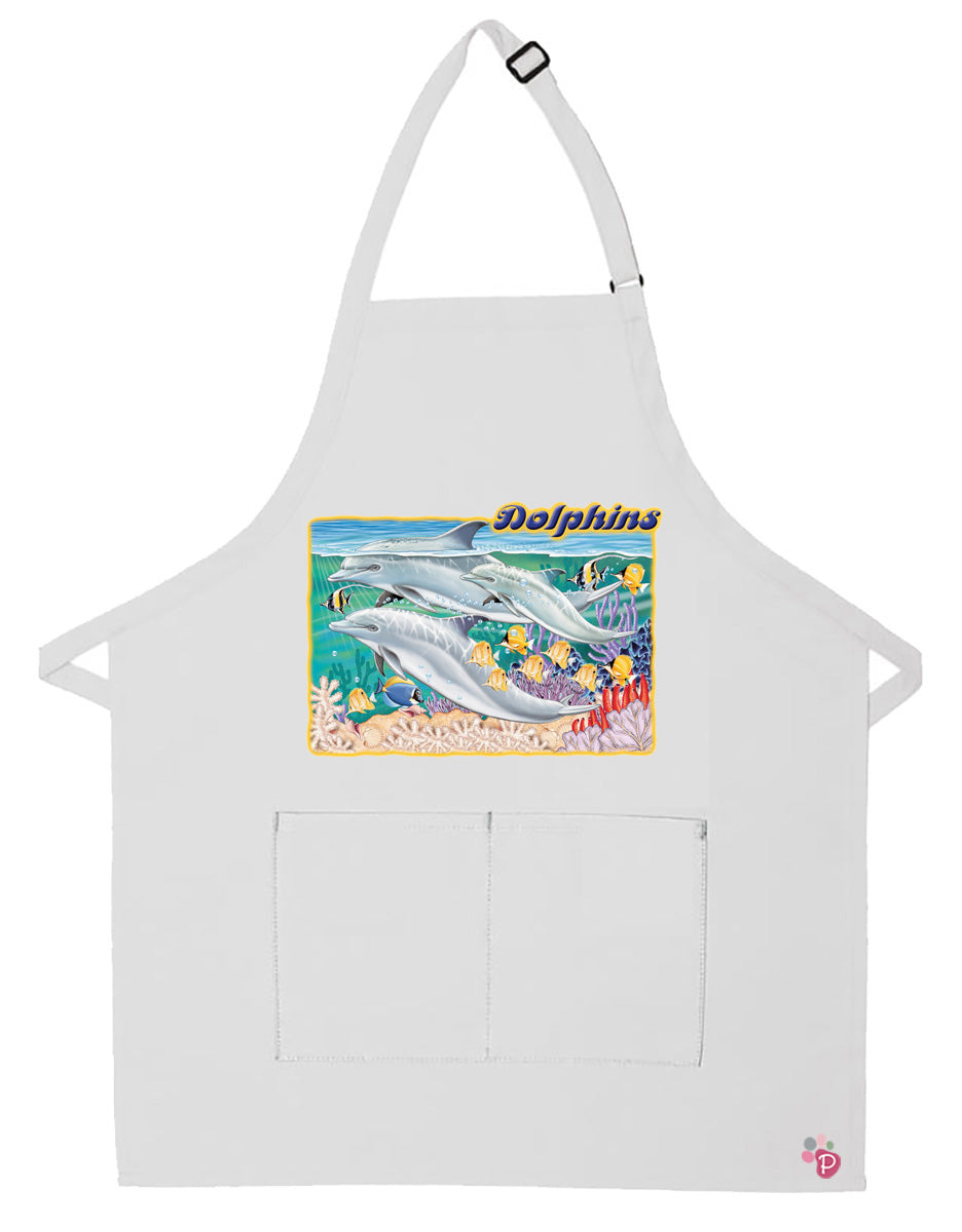 Dolphin Apron Two Pocket Bib Apron with Adj Neck - Pipsqueakproductions