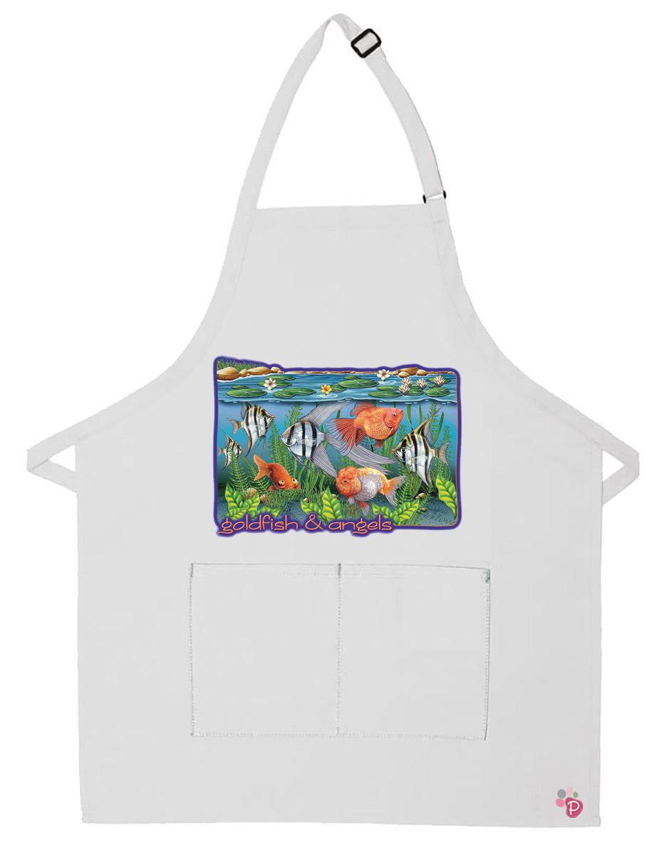Goldfish and Angelfish Apron Two Pocket Bib Apron with Adj Neck - Pipsqueakproductions