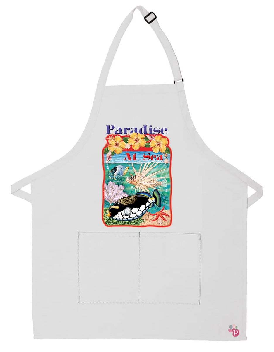 Triggerfish and Spiderfish Apron Two Pocket Bib Apron with Adj Neck - Pipsqueakproductions