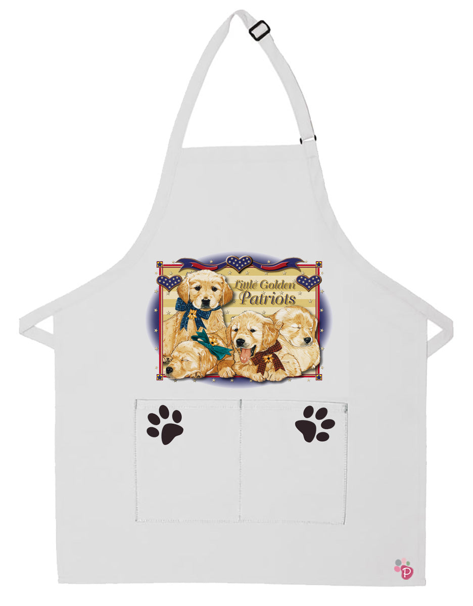 Golden Retriever Patriotic Dog Apron Two Pocket Bib Apron with Adj Neck - Pipsqueakproductions