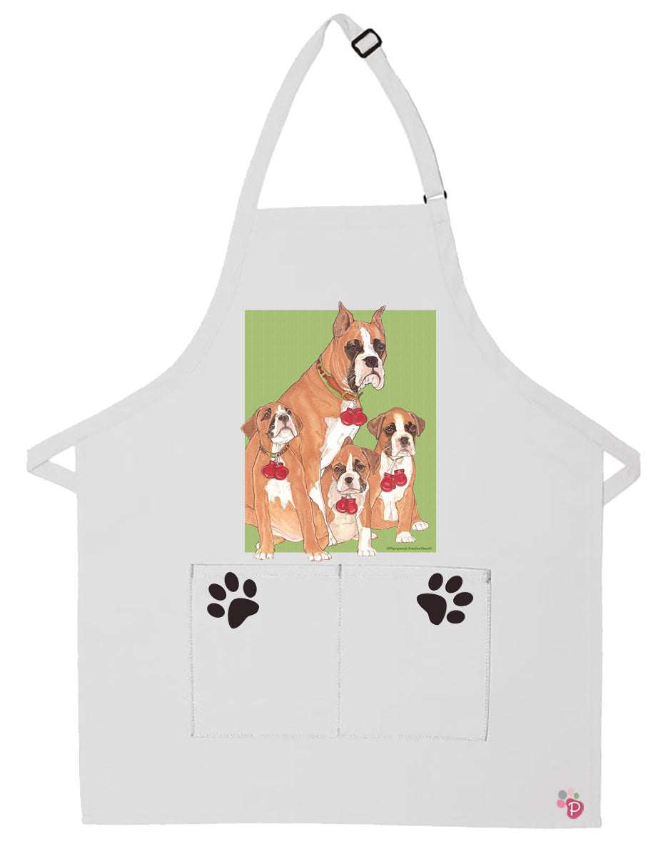 Boxer Dog Apron Two Pocket Bib Apron with Adj Neck - Pipsqueakproductions