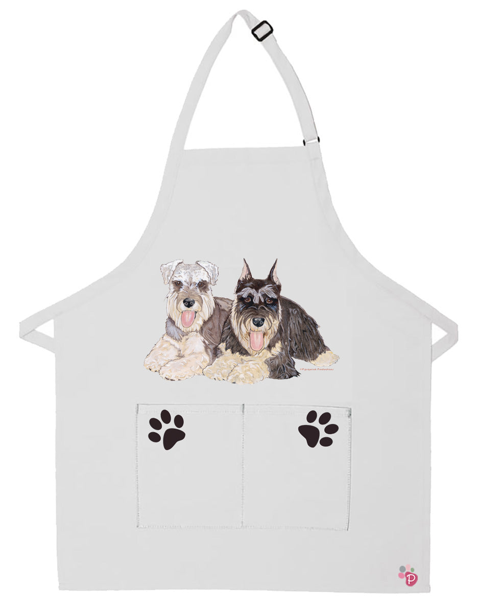 Schnauzer Dog Apron Two Pocket Bib Apron with Adj Neck - Pipsqueakproductions
