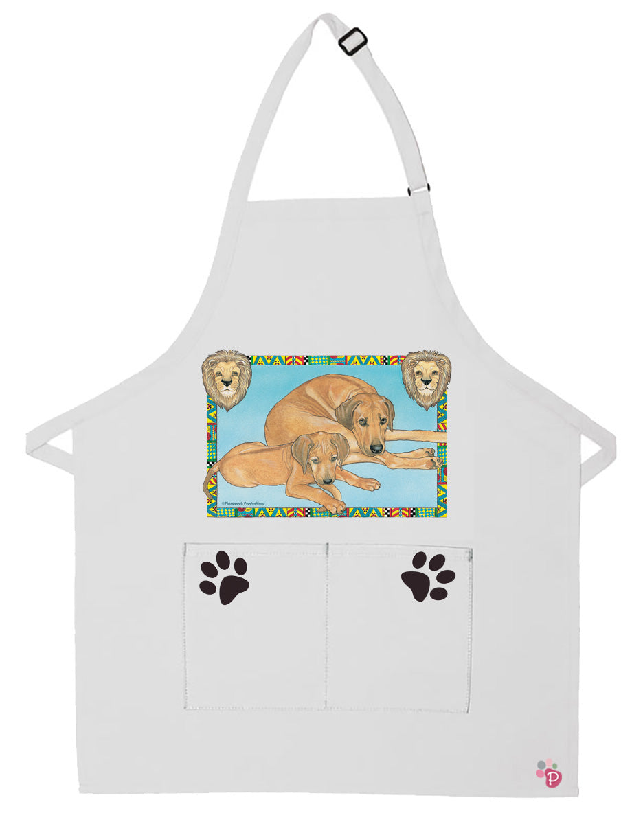 Rhodesian Ridgeback Dog Apron Two Pocket Bib Apron with Adj Neck - Pipsqueakproductions