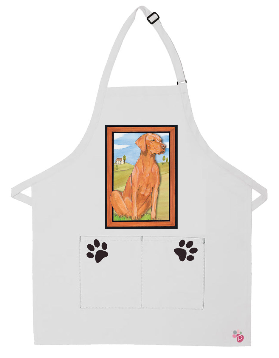 Vizsla Dog Apron Two Pocket Bib Apron with Adj Neck - Pipsqueakproductions