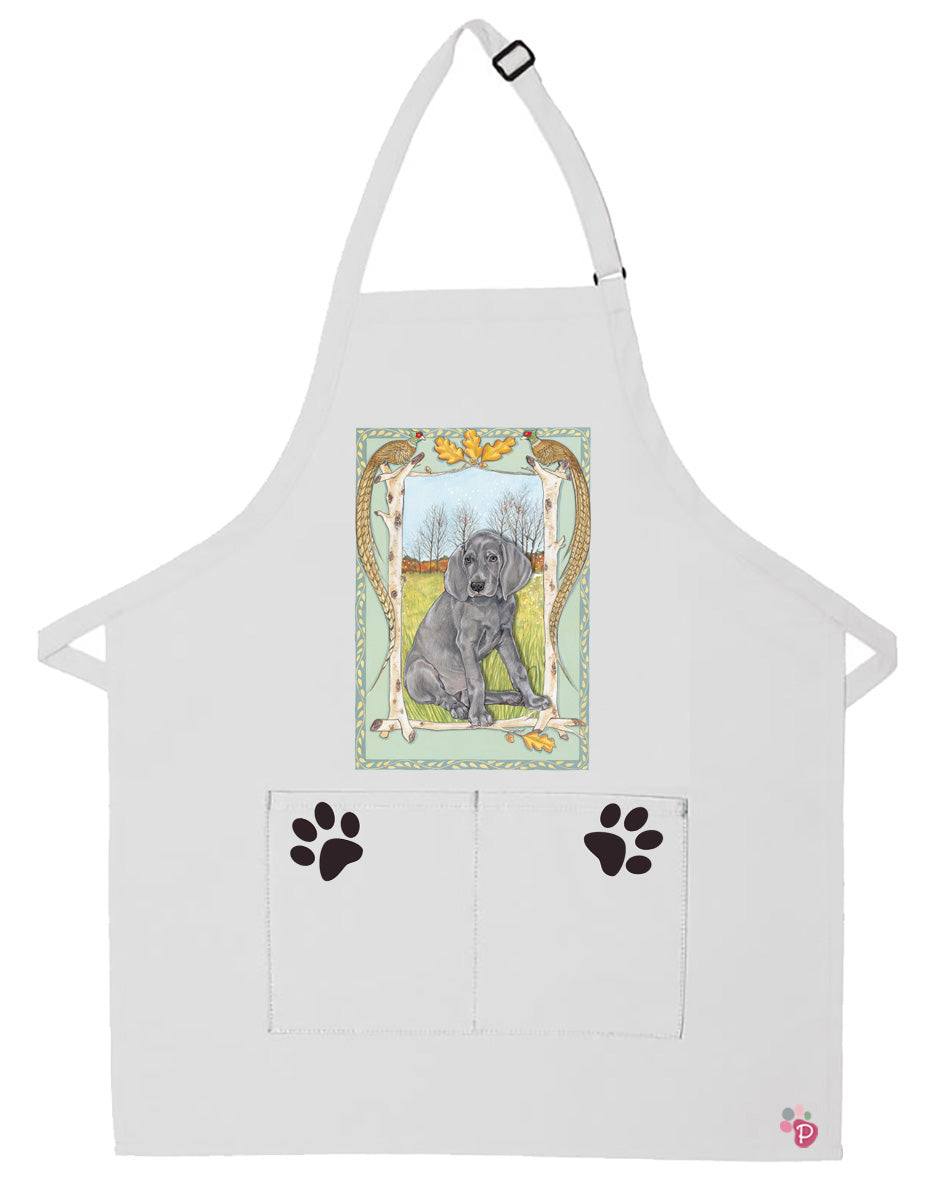 Weimaraner Dog Apron Two Pocket Bib Apron with Adj Neck - Pipsqueakproductions