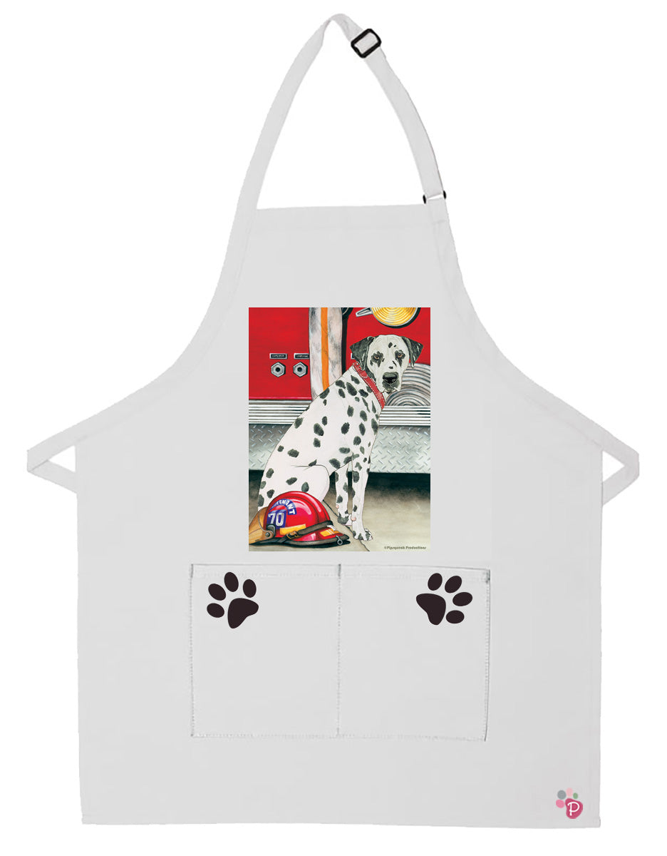 Dalmatian Dog Apron Two Pocket Bib Apron with Adj Neck - Pipsqueakproductions