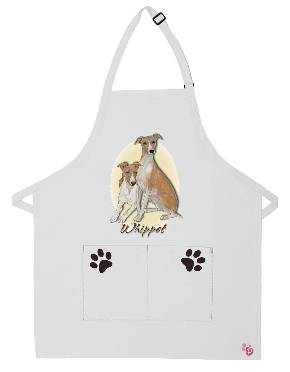 Whippet Dog Apron Two Pocket Bib Apron with Adj Neck - Pipsqueakproductions