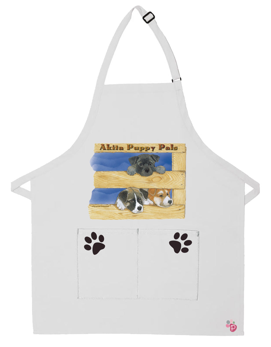 Akita Dog Apron Two Pocket Bib Apron with Adj Neck - Pipsqueakproductions