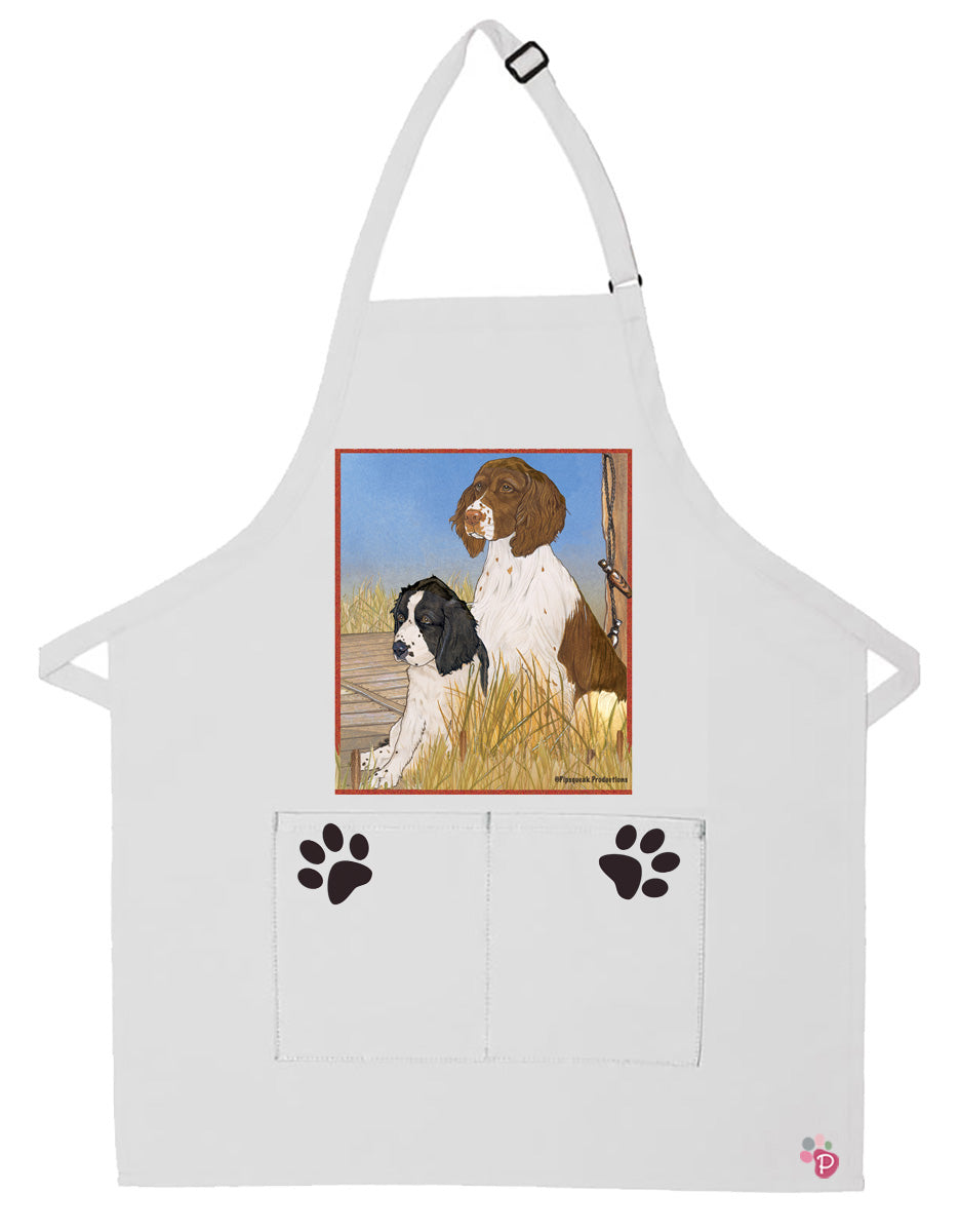 English Springer Spaniel Dog Apron Two Pocket Bib Apron with Adj Neck - Pipsqueakproductions