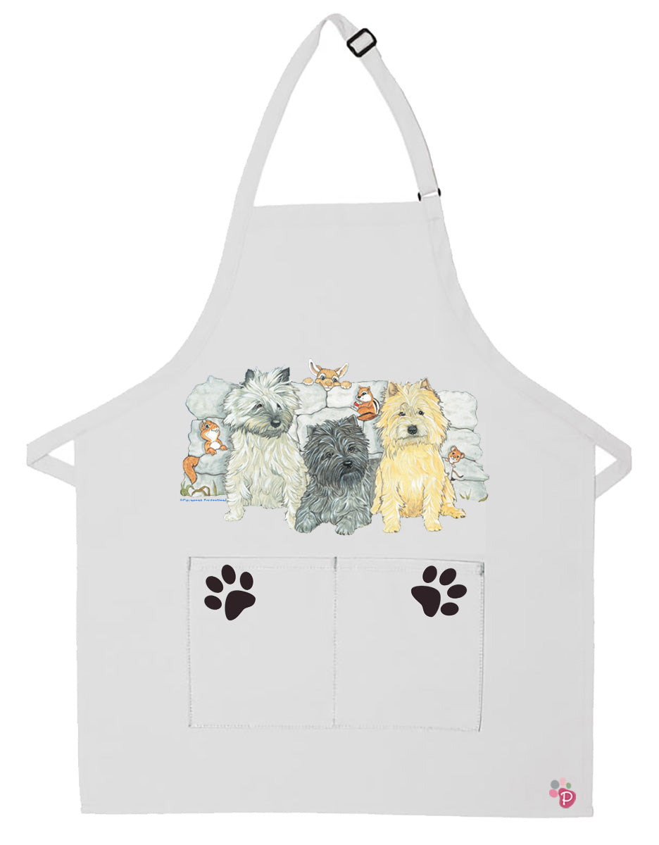 Cairn Terrier Dog Apron Two Pocket Bib Apron with Adj Neck - Pipsqueakproductions