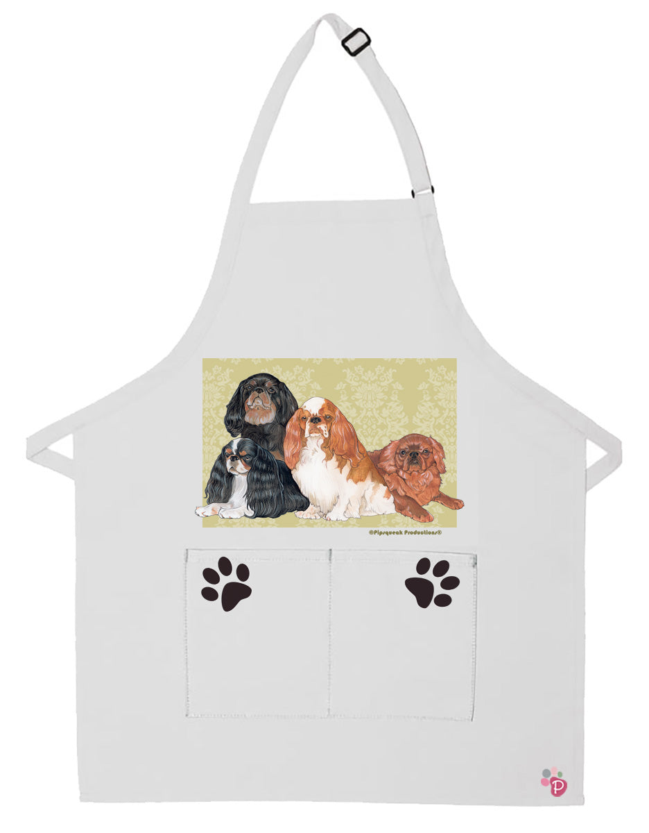 English Toy Spaniel Dog Apron Two Pocket Bib Apron with Adj Neck - Pipsqueakproductions