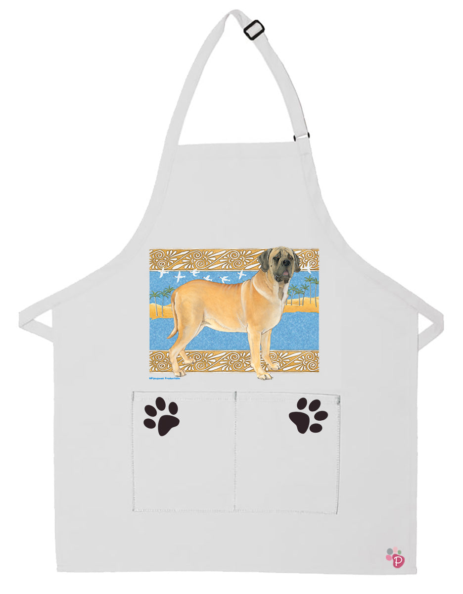 Mastiff Dog Apron Two Pocket Bib Apron with Adj Neck - Pipsqueakproductions