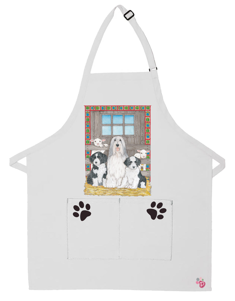 Bearded Collie Dog Apron Two Pocket Bib Apron with Adj Neck - Pipsqueakproductions