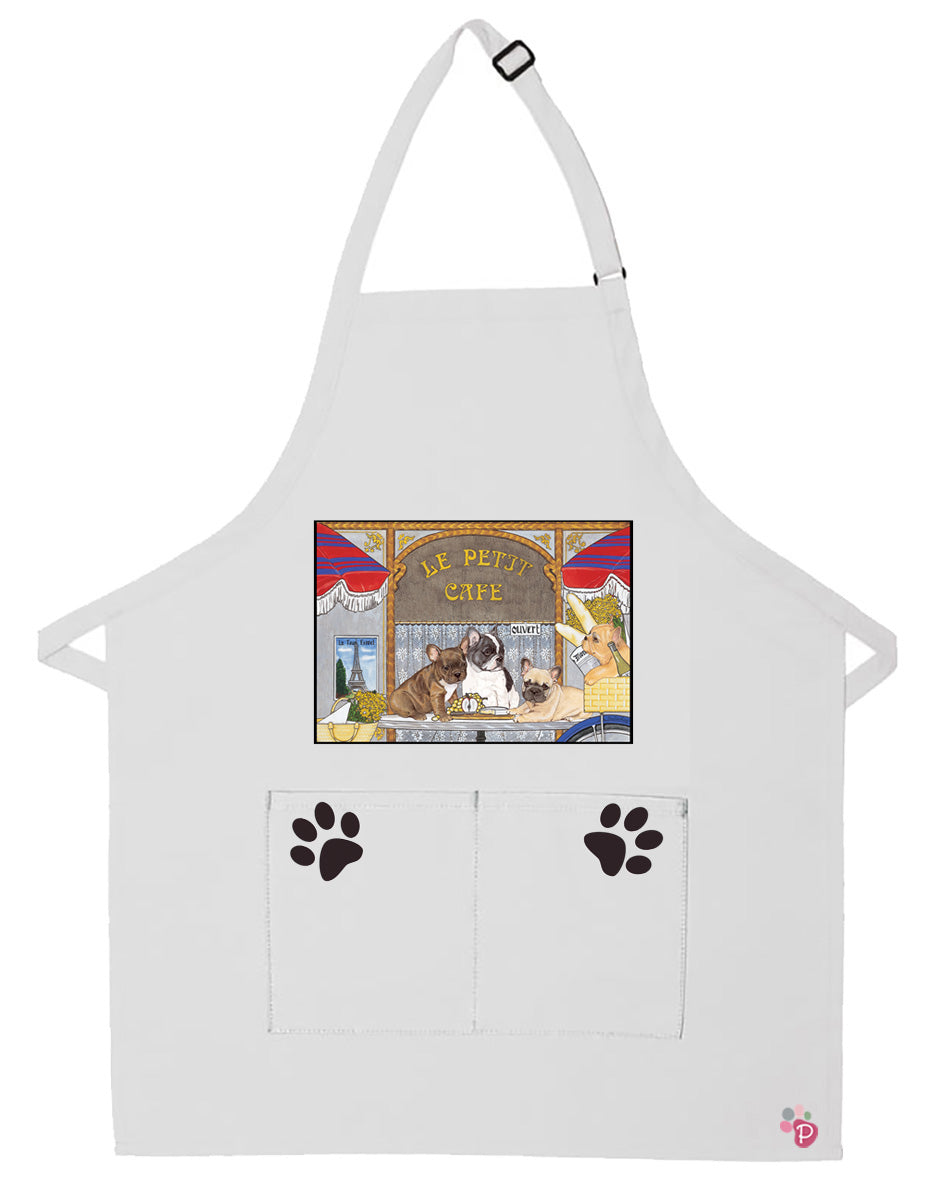 French Bulldog Apron Two Pocket Bib Apron with Adj Neck - Pipsqueakproductions