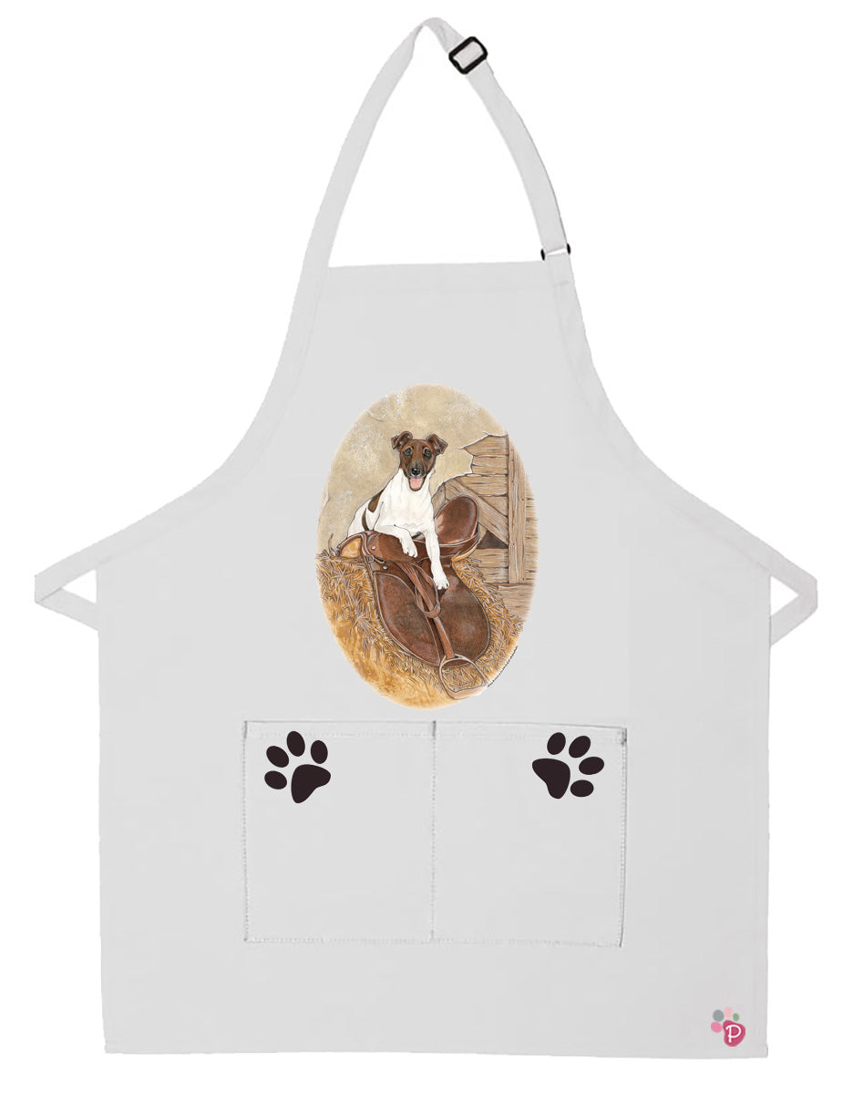 Fox Terrier Smooth Dog Apron Two Pocket Bib Apron with Adj Neck - Pipsqueakproductions