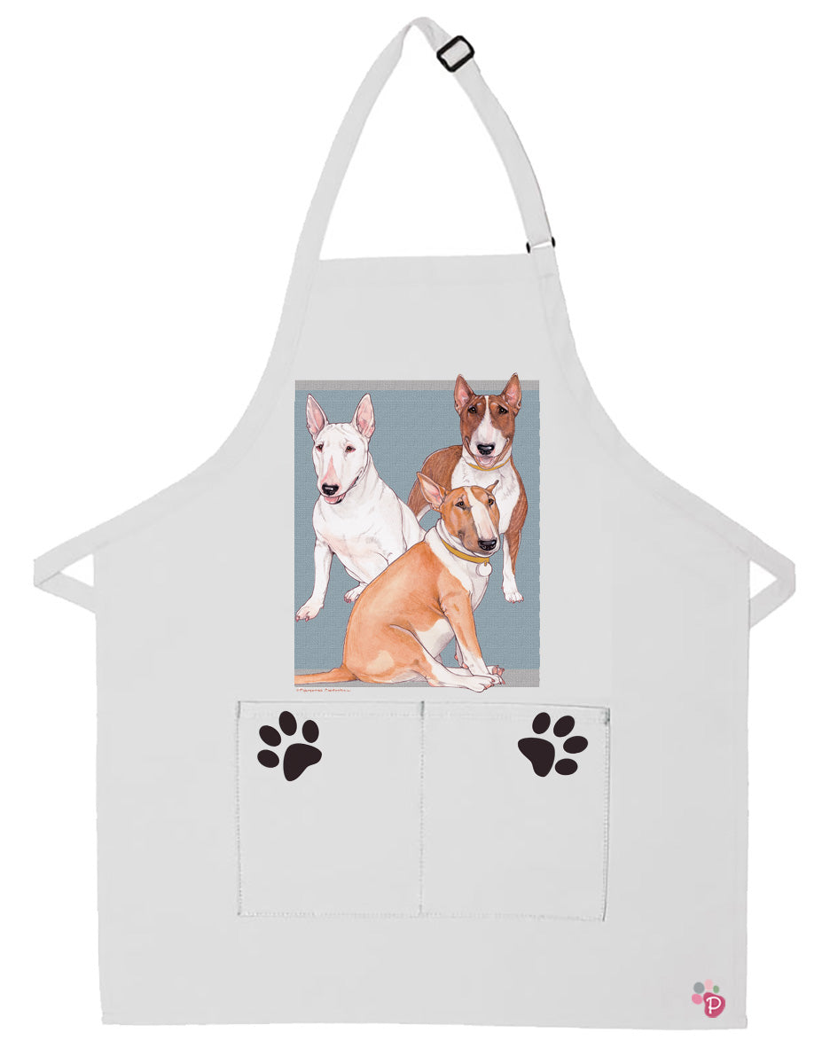 Bull Terrier Dog Apron Two Pocket Bib Apron with Adj Neck - Pipsqueakproductions