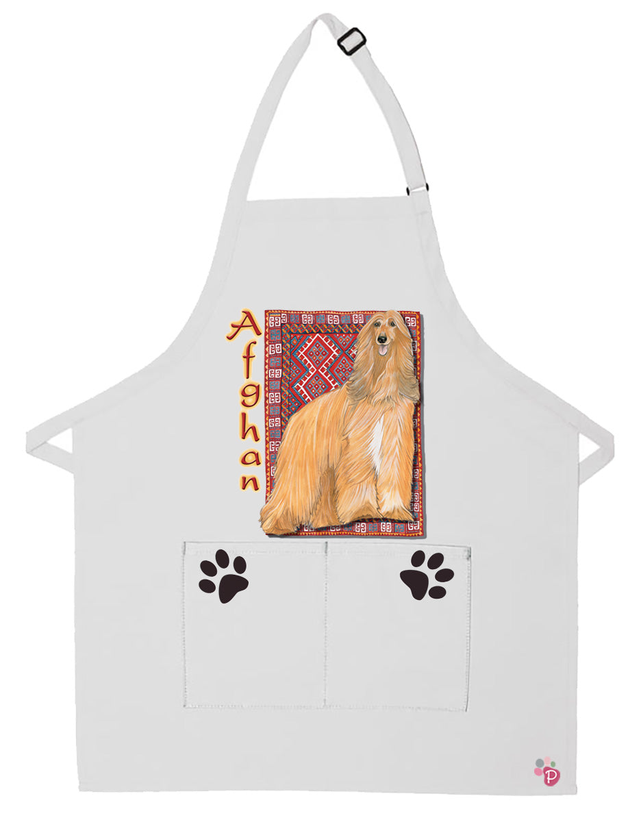 Afghan Hound Dog Apron Two Pocket Bib Apron with Adj Neck - Pipsqueakproductions