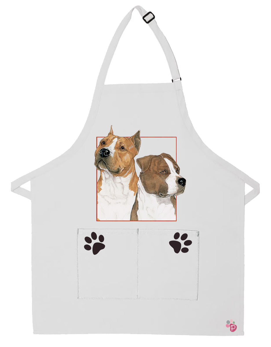 American Staffordshire Amstaff Dog Apron Two Pocket Bib Apron with Adj Neck - Pipsqueakproductions