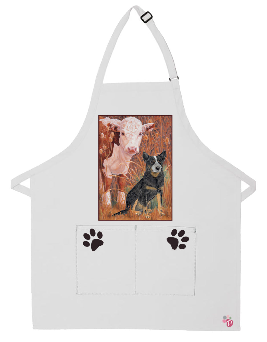 Australian Cattle Dog Apron Two Pocket Bib Apron with Adj Neck - Pipsqueakproductions
