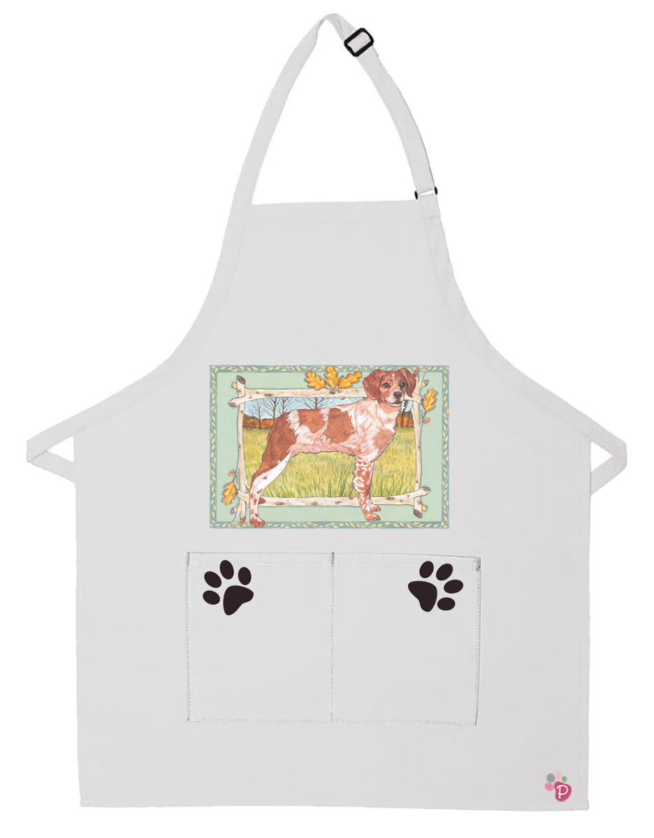 Brittany Spaniel Dog Apron Two Pocket Bib Apron with Adj Neck - Pipsqueakproductions