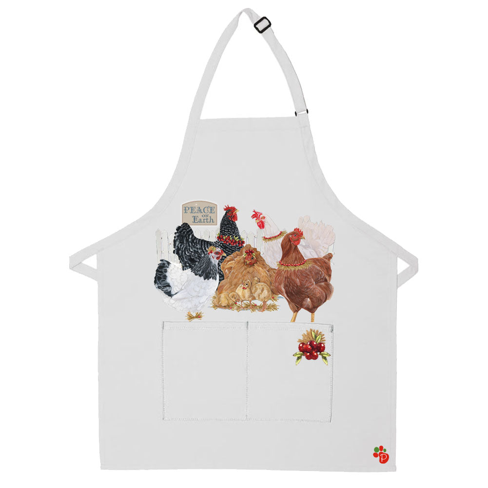 Chicken Farm Group Christmas Apron Two Pocket Bib Apron with Adj Neck - Pipsqueakproductions