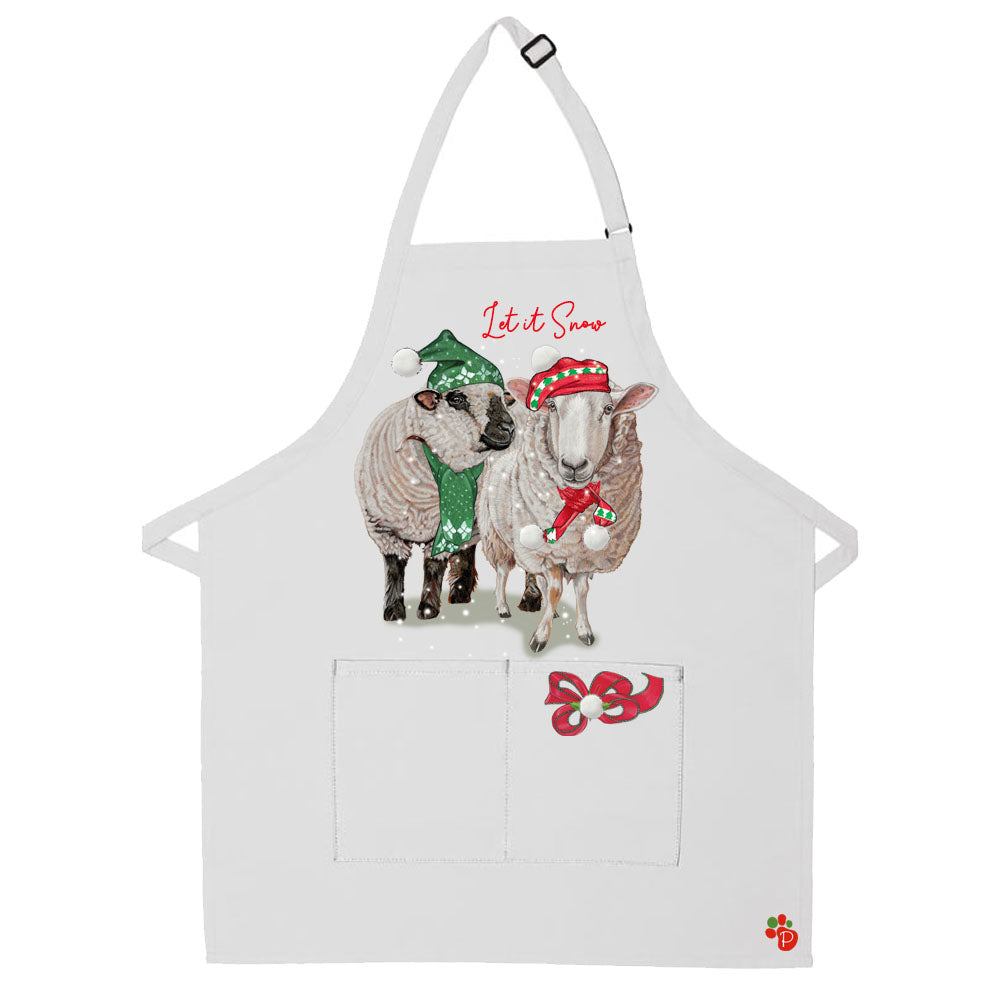 Sheep Cheviot And Hampshire Sheep Christmas Apron Two Pocket Bib with Adjustable Neck - Pipsqueakproductions