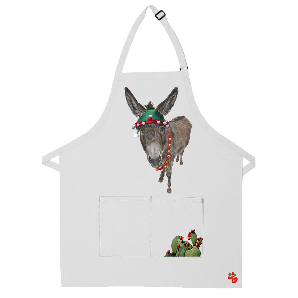 Donkey Christmas Apron Two Pocket Bib with Adjustable Neck - Pipsqueakproductions