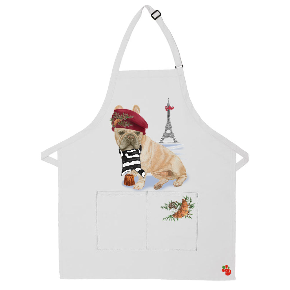 French Bulldog Christmas Apron Two Pocket Bib with Adjustable Neck - Pipsqueakproductions