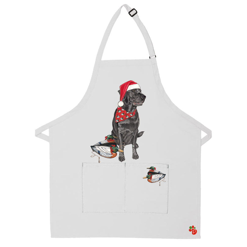 Labrador Black Lab Dog Christmas Apron Two Pocket Bib Apron with Adj Neck - Pipsqueakproductions