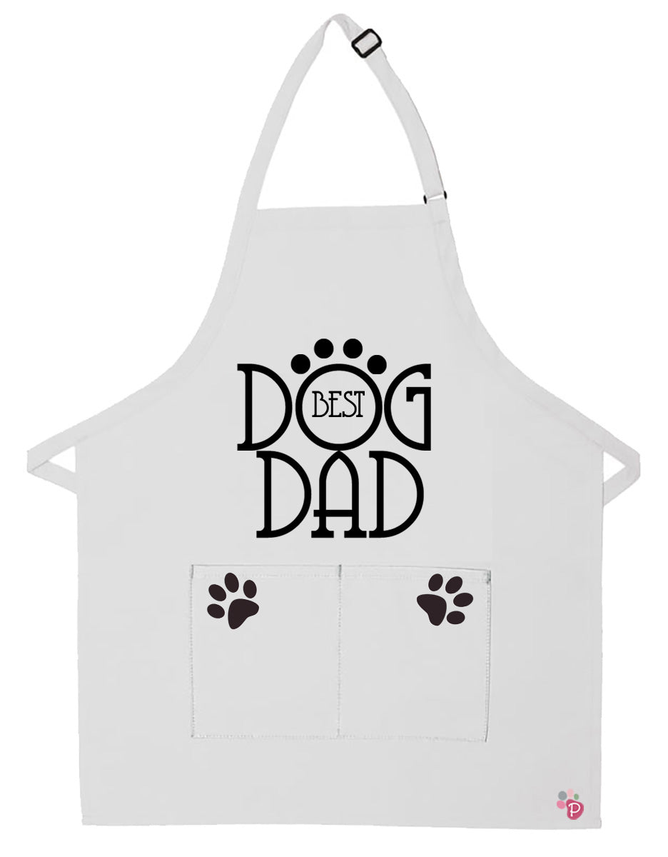 Dog Dad Father's Day Apron Two Pocket Bib Apron with Adj Neck - Pipsqueakproductions