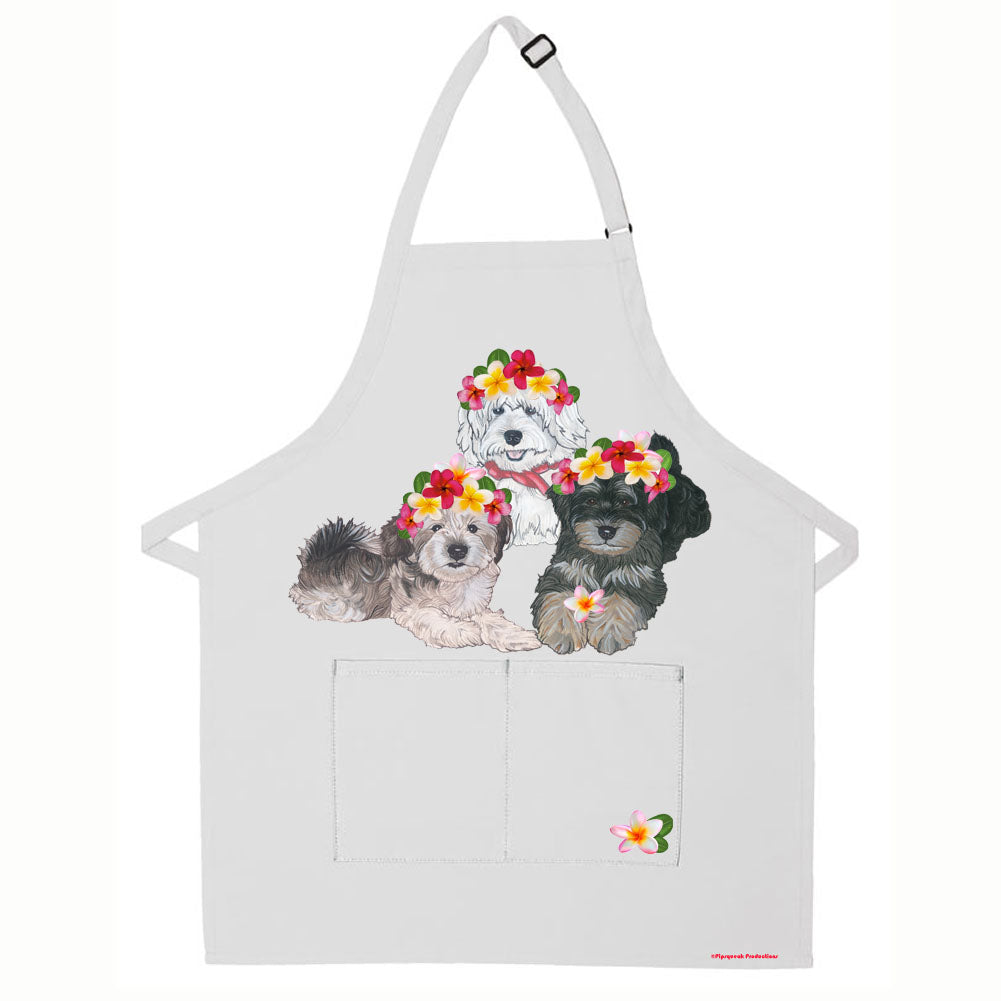Havanese Floral Apron Two Pocket Bib Apron with Adj Neck - Pipsqueakproductions