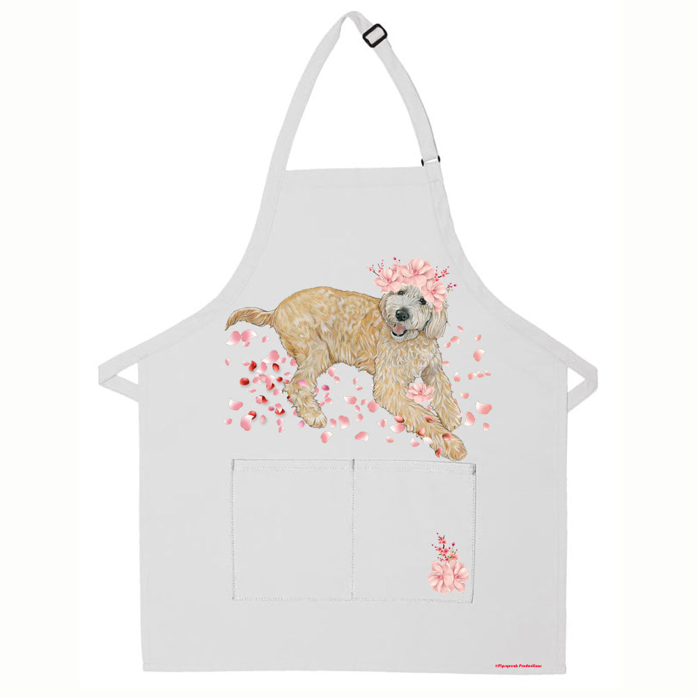 Goldendoodle Labradoodle Floral Apron Two Pocket Bib Apron with Adj Neck - Pipsqueakproductions