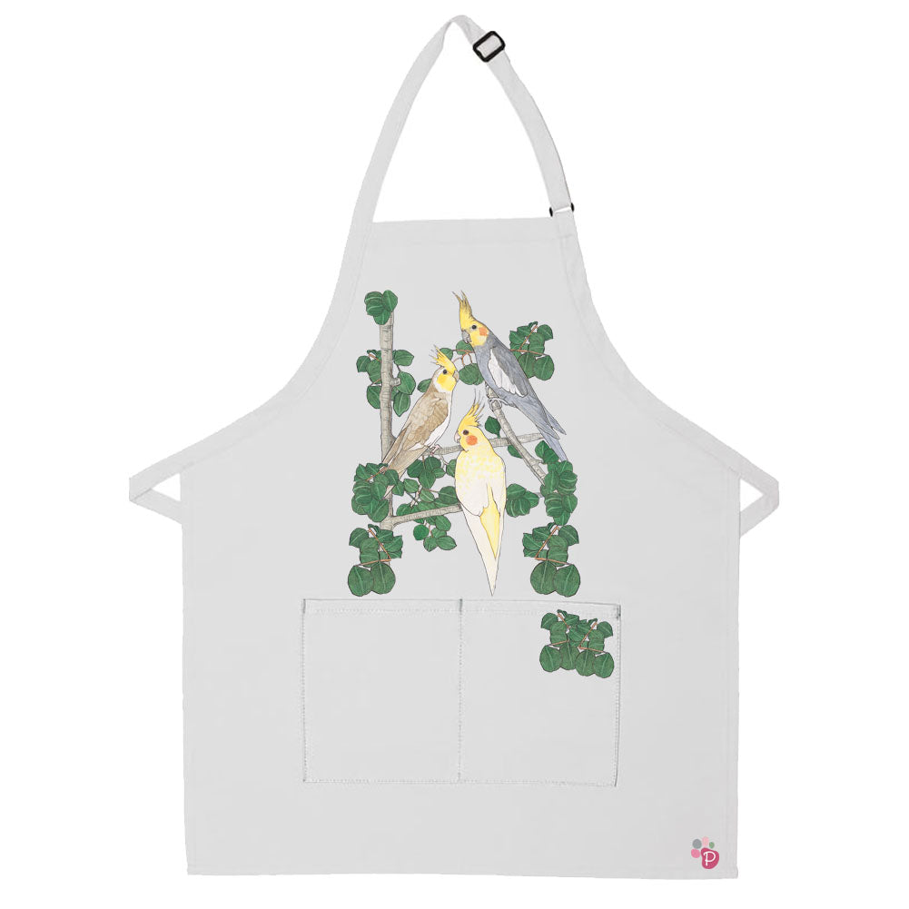 Cockatiel Parrot Apron Two Pocket Bib Apron with Adj Neck - Pipsqueakproductions