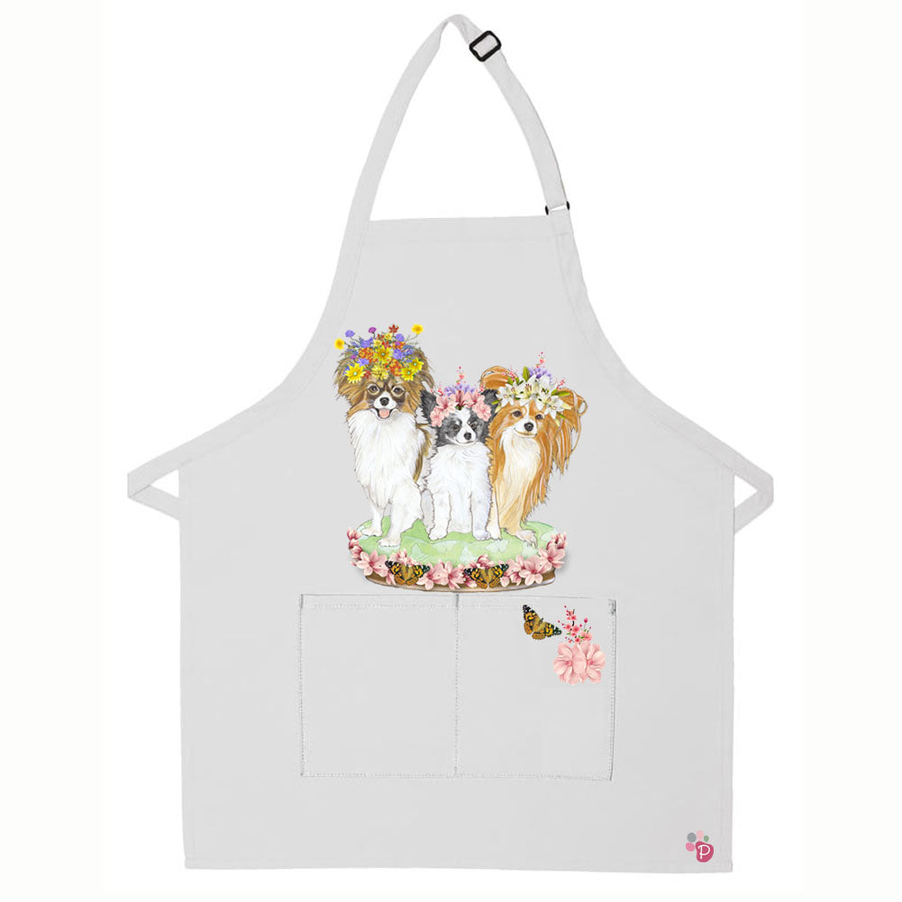 Papillon Floral Apron Two Pocket Bib Apron with Adj Neck - Pipsqueakproductions