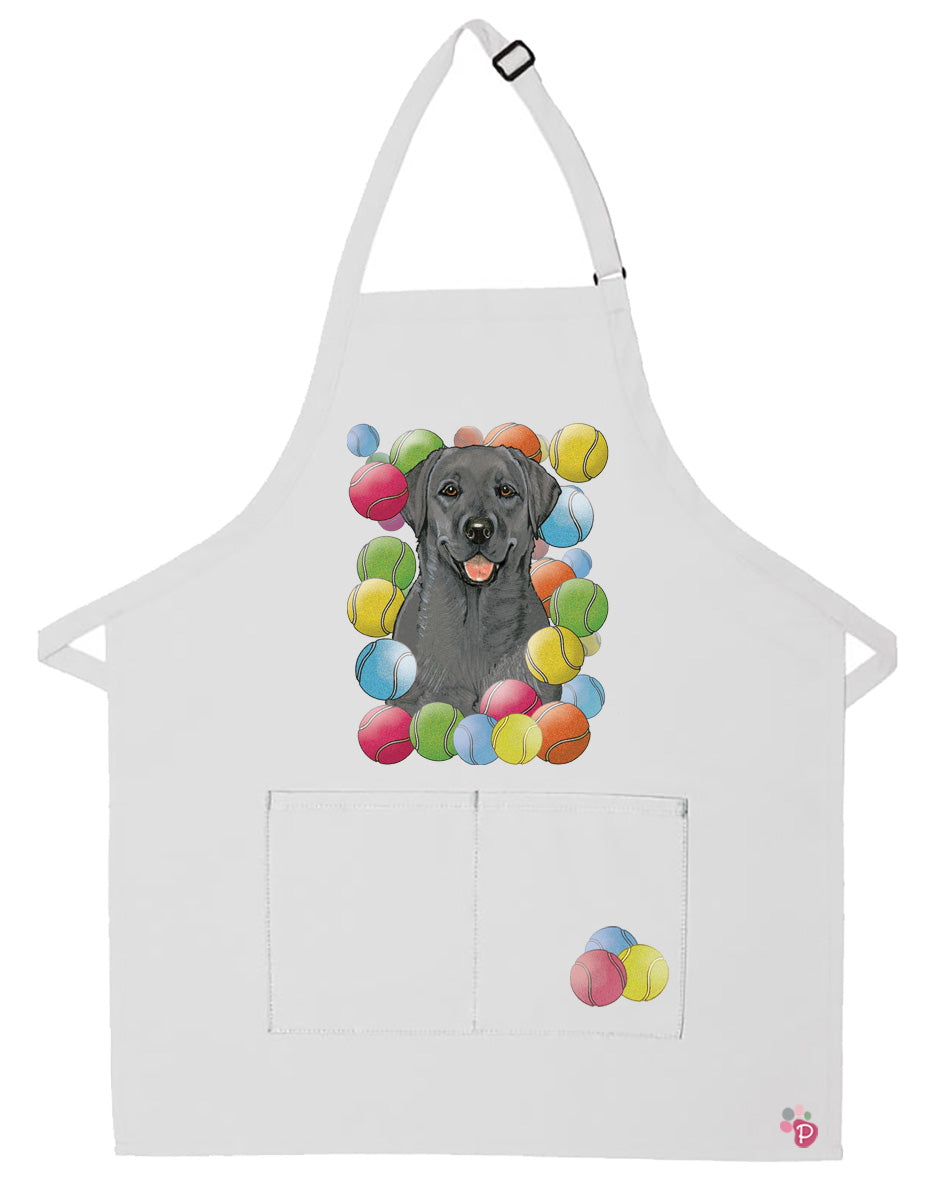 Labrador Retriever Black Lab Tennis Dog Apron Two Pocket Bib Apron with Adj Neck - Pipsqueakproductions