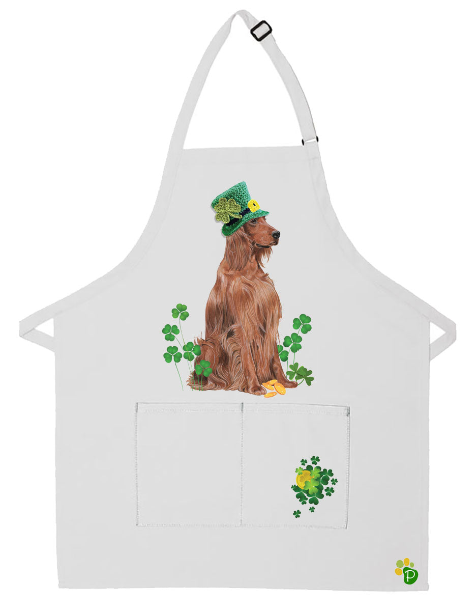 Irish Setter Saint Patrick's Day Apron Two Pocket Bib Apron with Adj Neck - Pipsqueakproductions