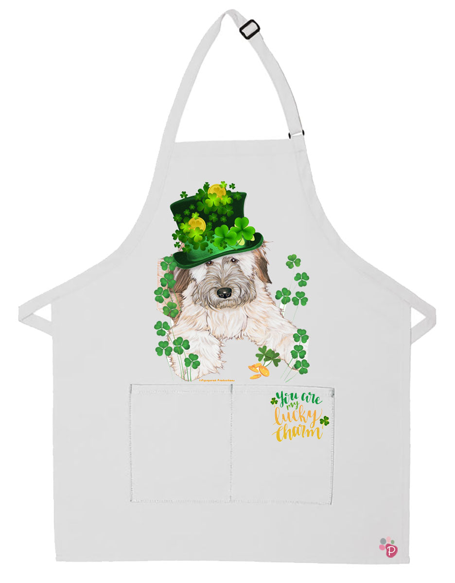 Wheaten Terrier Saint Patrick's Day Apron Two Pocket Bib Apron with Adj Neck - Pipsqueakproductions